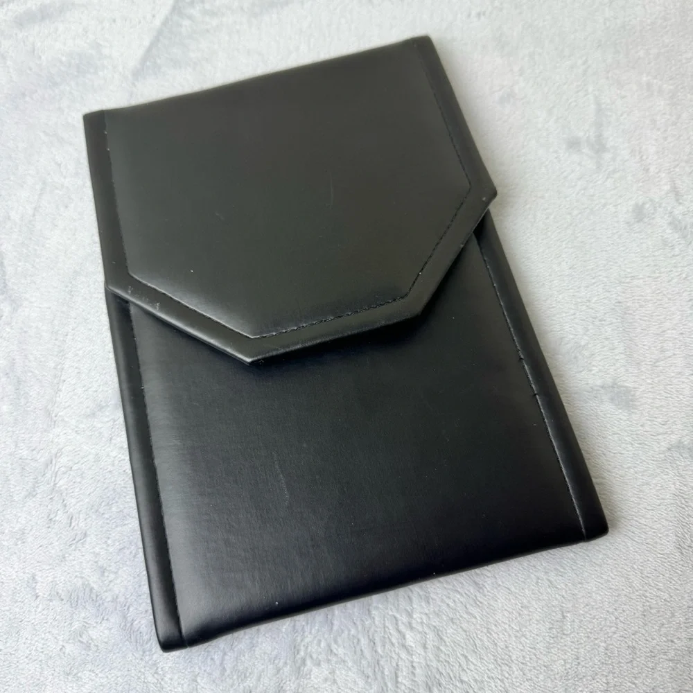 Folding Black Faux Leather Jewelry Storage Folding Case Satin Interior